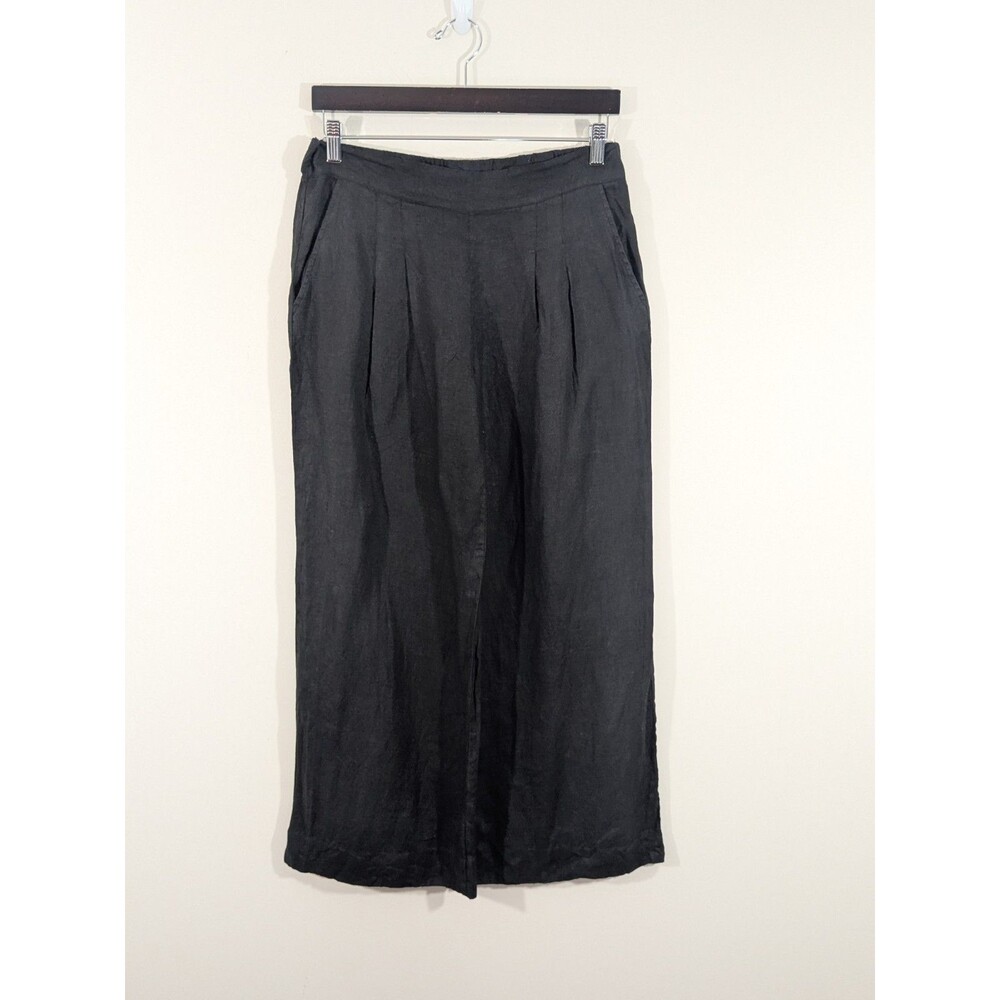 Luna Luz Black 100% Linen Wide Leg Pant Yacht Vacation Lagenlook Size Small